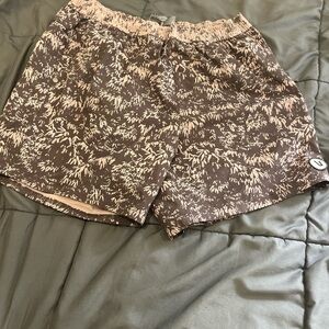 LOFT Brown and Cream Patterned Athletic Shorts